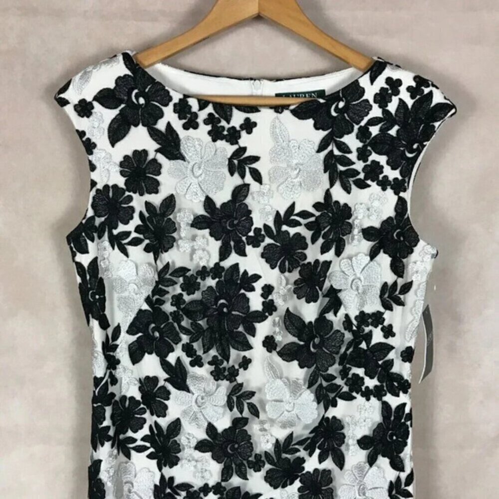 Ralph Lauren Bria Embroidered Cap Sleeve Cocktail Dress NWT 10 - Picture 5 of 11